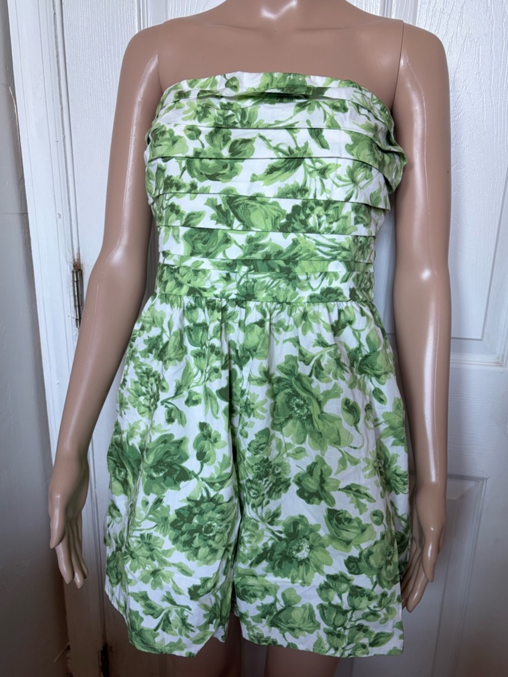 Strapless Green Floral Romper